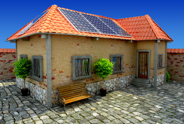 image maison panneaux solaires