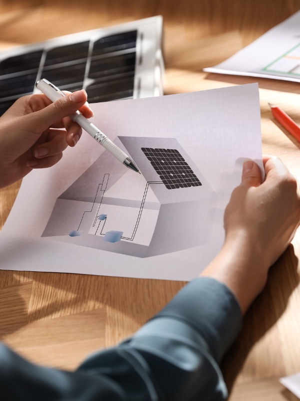 Maison équipée de panneaux solaires photovoltaïques